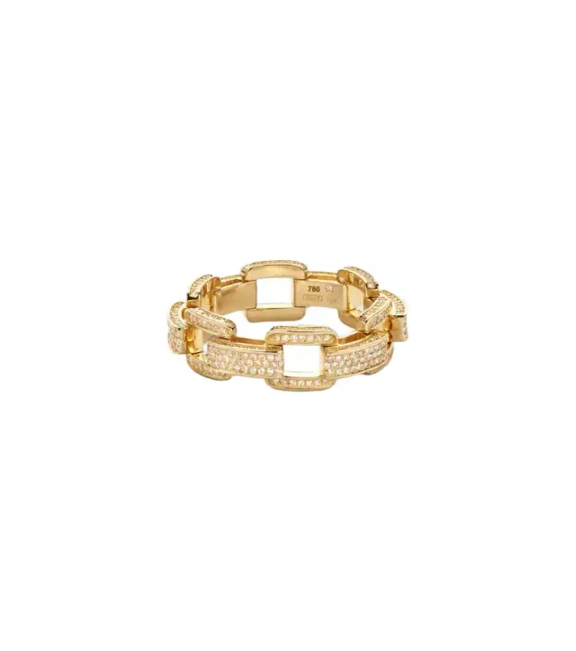 Shay Jewelry Deco Link 18kt gold ring with diamonds