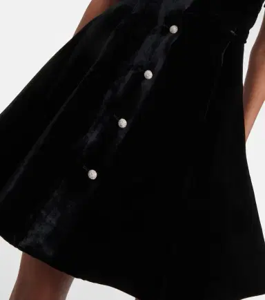 Miu Miu V-neck organza-trimmed velvet minidress | Thumbnail 3