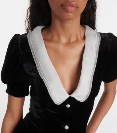 Miu Miu V-neck organza-trimmed velvet minidress | Thumbnail 4