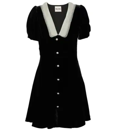 Miu Miu V-neck organza-trimmed velvet minidress | Thumbnail 1