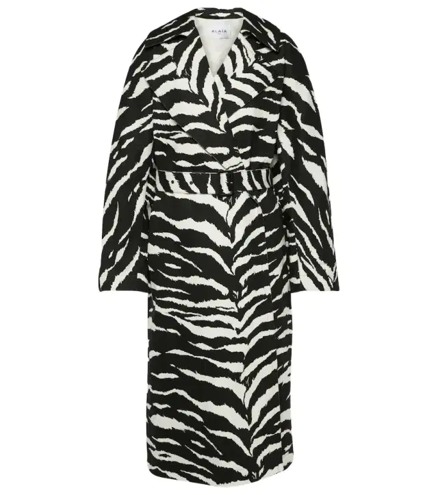 Alaïa Zebra-print denim trench coat