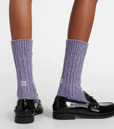 Miu Miu Logo cashmere and wool socks | Thumbnail 3