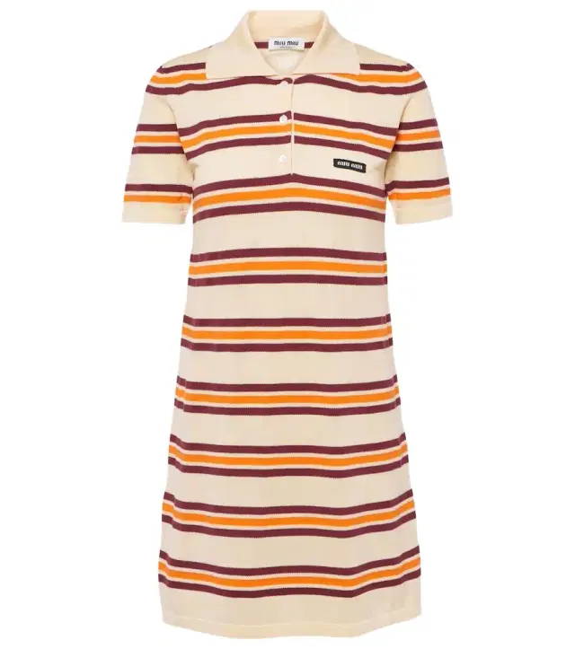 Striped cotton and silk minidress