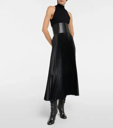 Alaïa Alaïa Pleated croc-effect satin midi skirt | Thumbnail 5