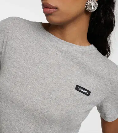 Miu Miu Cotton jersey T-shirt | Thumbnail 4 Miu Miu Cotton jersey T-shirt | Thumbnail 4