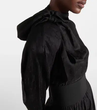 Alaïa Alaïa Tie-neck silk-blend midi dress | Thumbnail 3 Alaïa Alaïa Tie-neck silk-blend midi dress | Thumbnail 3