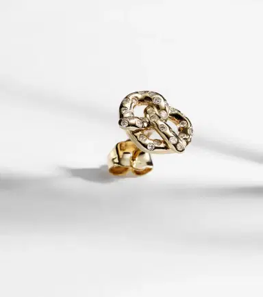 Sydney Evan Pretzel 14kt gold single stud earring with diamonds | Thumbnail 2
