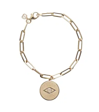 Sydney Evan Evil Eye Coin 14kt gold chain bracelet | Thumbnail 1 Sydney Evan Evil Eye Coin 14kt gold chain bracelet | Thumbnail 1