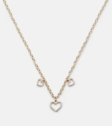 Sydney Evan Three Hearts 14kt gold necklace with diamonds | Thumbnail 3