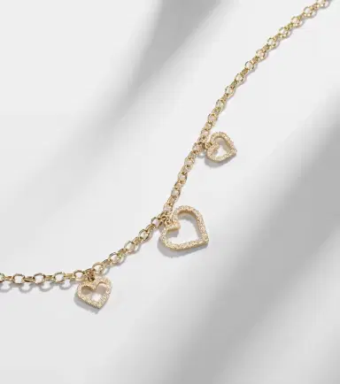 Sydney Evan Three Hearts 14kt gold necklace with diamonds | Thumbnail 6