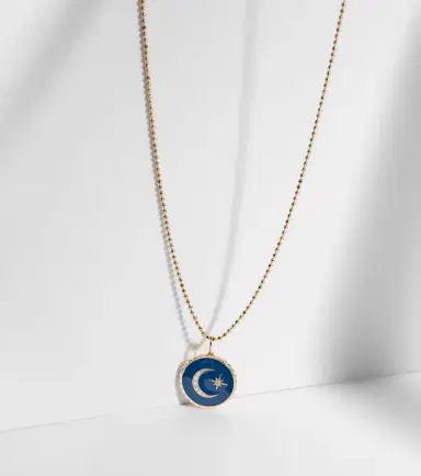 Sydney Evan Celestial Medallion 14kt gold chain necklace with diamonds | Thumbnail 2