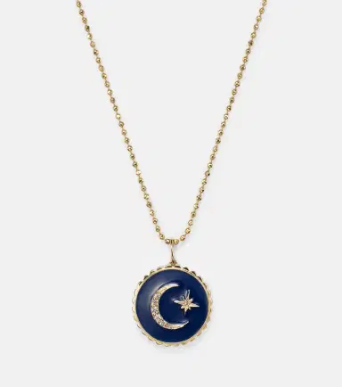 Sydney Evan Celestial Medallion 14kt gold chain necklace with diamonds | Thumbnail 4