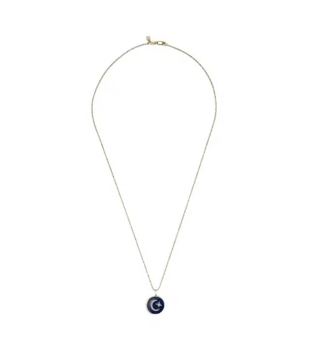 Sydney Evan Celestial Medallion 14kt gold chain necklace with diamonds