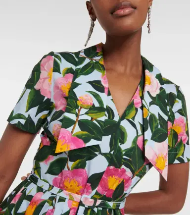 Oscar de la Renta Floral cotton poplin midi dress | Thumbnail 3