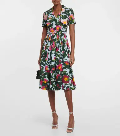 Oscar de la Renta Floral cotton poplin midi dress | Thumbnail 4