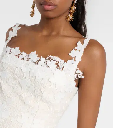 Oscar de la Renta Floral lace-trimmed tweed midi dress | Thumbnail 2