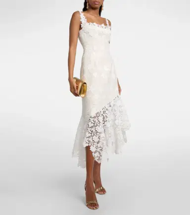 Oscar de la Renta Floral lace-trimmed tweed midi dress | Thumbnail 5