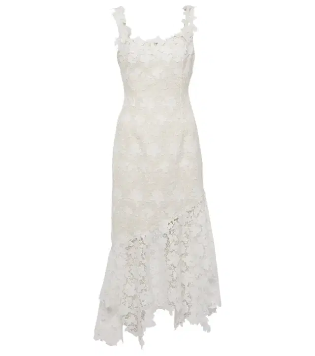 Oscar de la Renta Floral lace-trimmed tweed midi dress