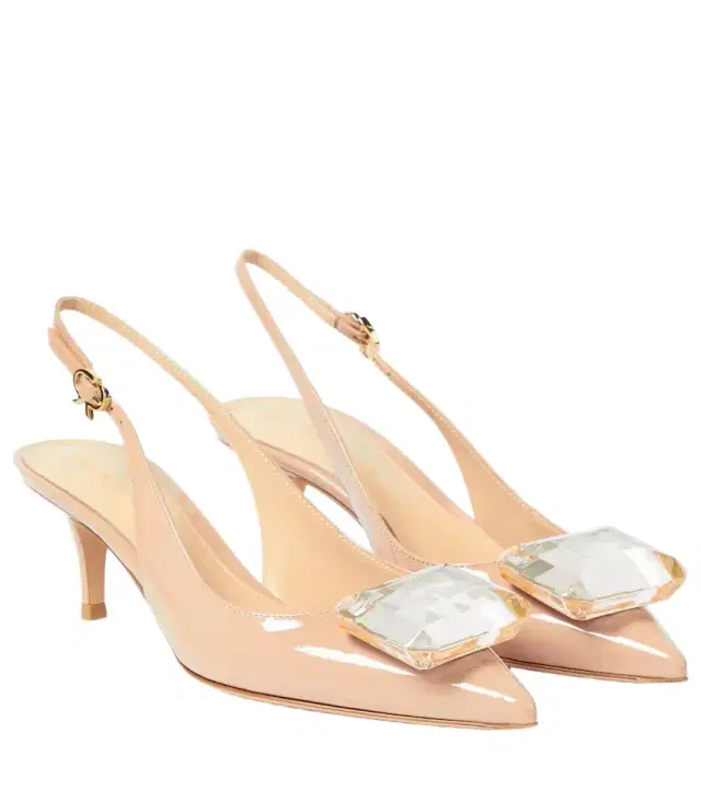 Gianvito Rossi Jaipur 55 patent leather slingback pumps