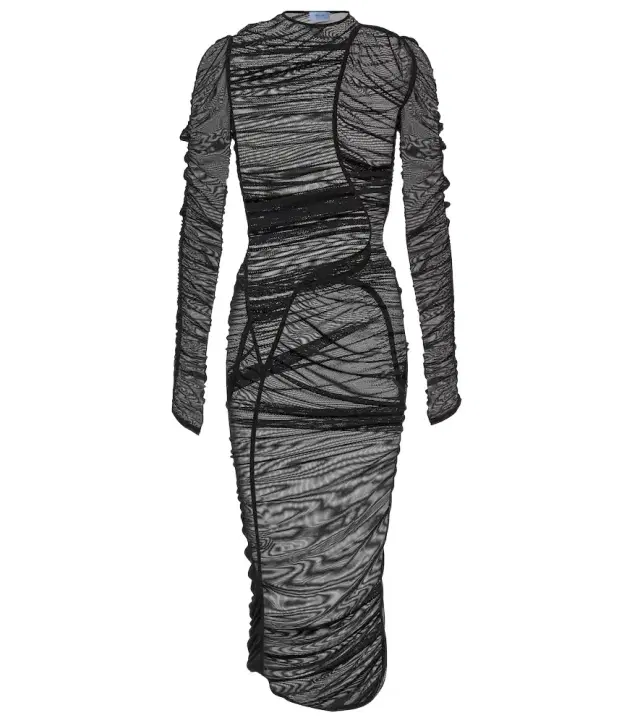 Mugler Ruched mesh midi dress