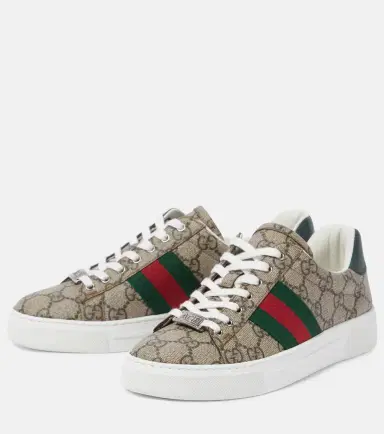 Gucci Ace leather-trimmed GG sneakers | Thumbnail 3 Gucci Ace leather-trimmed GG sneakers | Thumbnail 3
