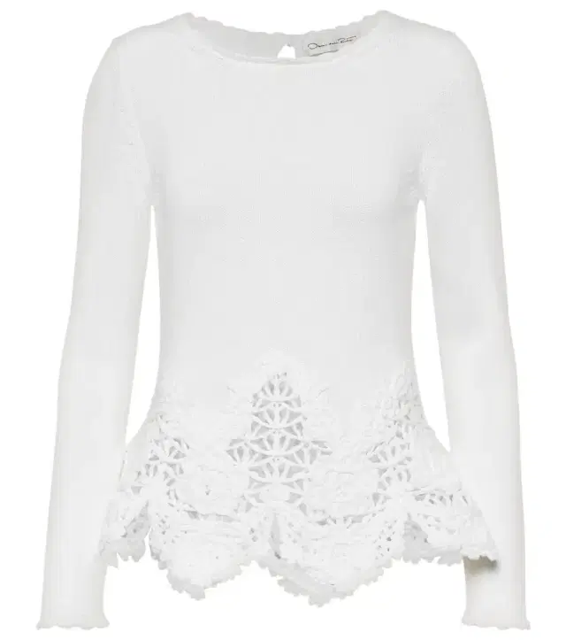 Oscar de la Renta Lace-trimmed cotton sweater