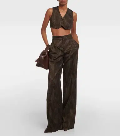 Jean Paul Gaultier Pinstripe cropped wool-blend vest | Thumbnail 2