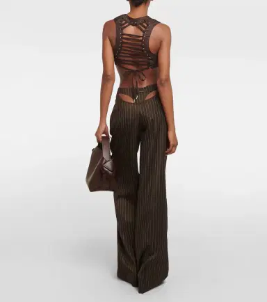 Jean Paul Gaultier Pinstripe cropped wool-blend vest | Thumbnail 3