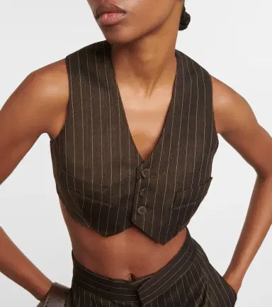 Jean Paul Gaultier Pinstripe cropped wool-blend vest | Thumbnail 4