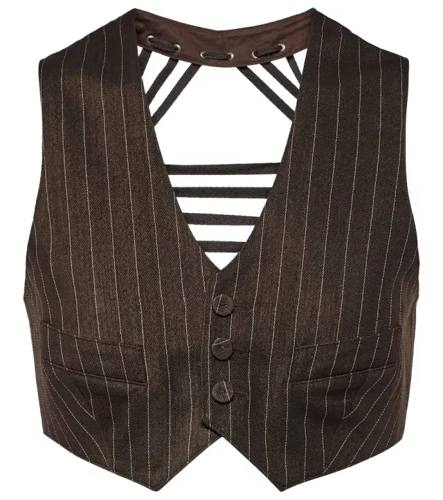 Jean Paul Gaultier Pinstripe cropped wool-blend vest