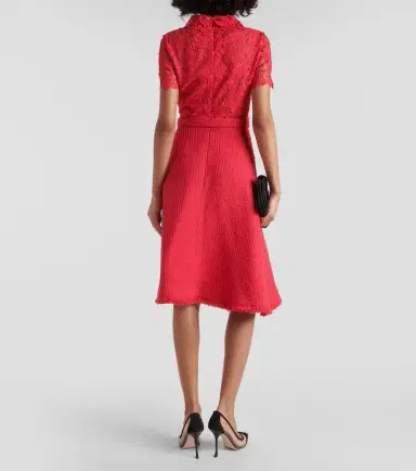 Oscar de la Renta Gardenia guipure and tweed midi dress | Thumbnail 2