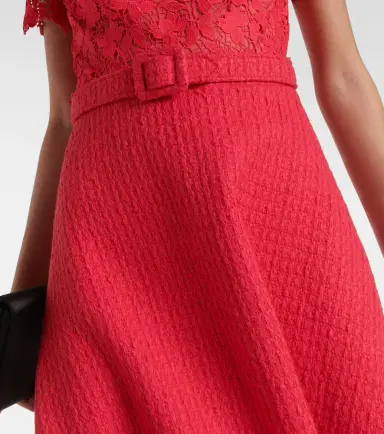 Oscar de la Renta Gardenia guipure and tweed midi dress | Thumbnail 4