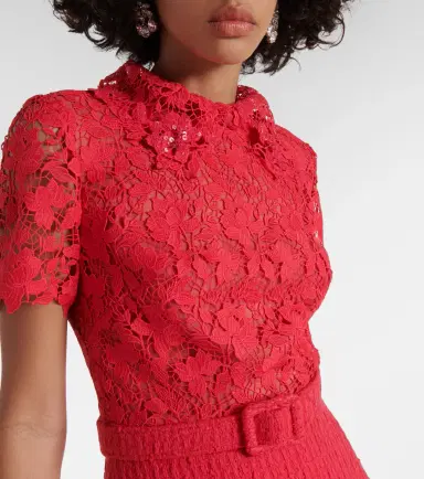 Oscar de la Renta Gardenia guipure and tweed midi dress | Thumbnail 5