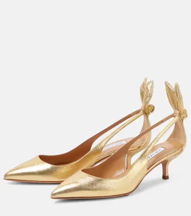 Aquazzura Bow Tie metallic leather pumps | Thumbnail 2