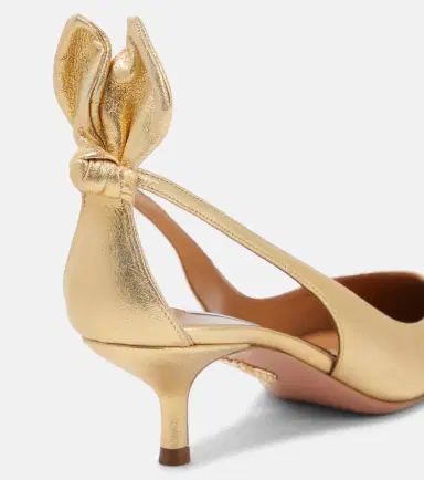Aquazzura Bow Tie metallic leather pumps | Thumbnail 3