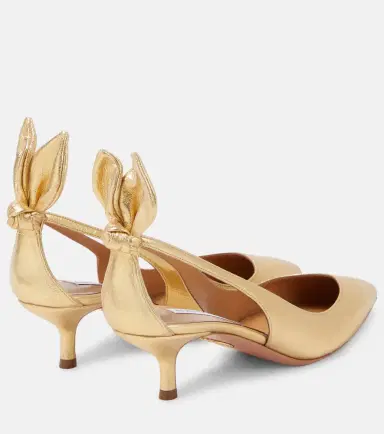 Aquazzura Bow Tie metallic leather pumps | Thumbnail 4