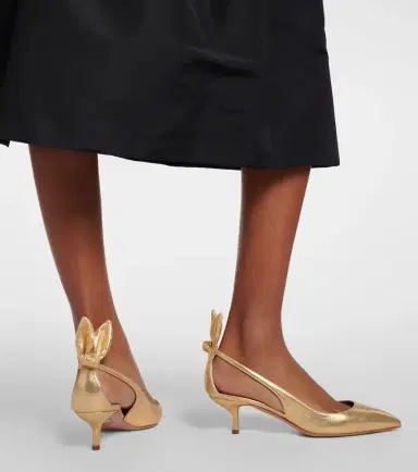 Aquazzura Bow Tie metallic leather pumps | Thumbnail 6