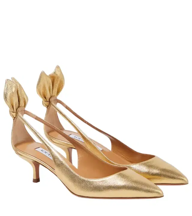 Aquazzura Bow Tie metallic leather pumps