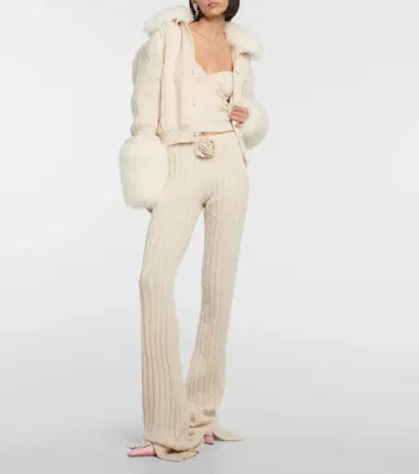 Magda Butrym Floral-appliqué split-hem flared pants | Thumbnail 3