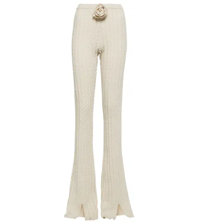 Magda Butrym Floral-appliqué split-hem flared pants