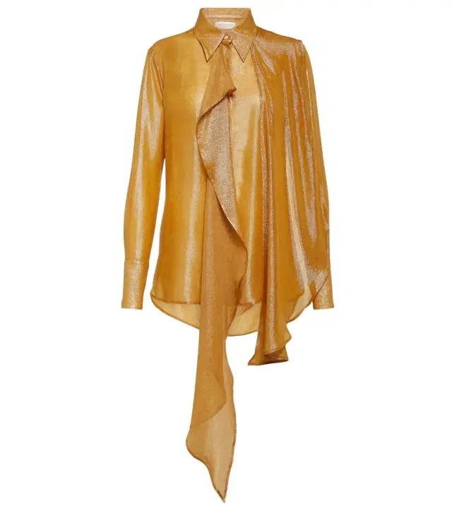 Victoria Beckham Draped tie-neck lamé blouse