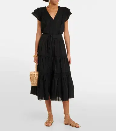 Poupette St Barth Brie cotton-blend midi skirt | Thumbnail 2