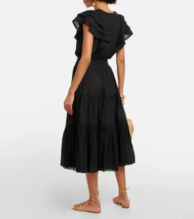 Poupette St Barth Brie cotton-blend midi skirt | Thumbnail 3