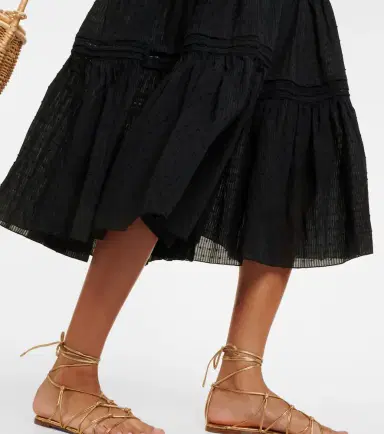 Poupette St Barth Brie cotton-blend midi skirt | Thumbnail 4