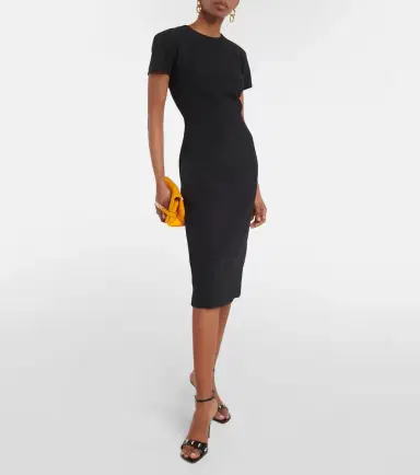 Victoria Beckham Fitted T-Shirt crêpe midi dress | Thumbnail 4