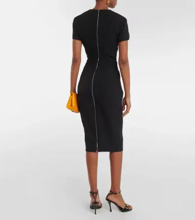 Victoria Beckham Fitted T-Shirt crêpe midi dress | Thumbnail 5