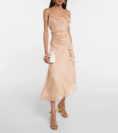 Victoria Beckham Bias Cami Lurex twill slip dress | Thumbnail 3