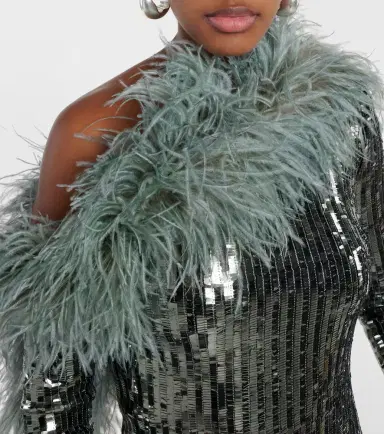 Taller Marmo Garbo Disco feather-trimmed sequined gown | Thumbnail 3 Taller Marmo Garbo Disco feather-trimmed sequined gown | Thumbnail 3
