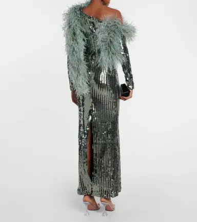 Taller Marmo Garbo Disco feather-trimmed sequined gown | Thumbnail 6 Taller Marmo Garbo Disco feather-trimmed sequined gown | Thumbnail 6