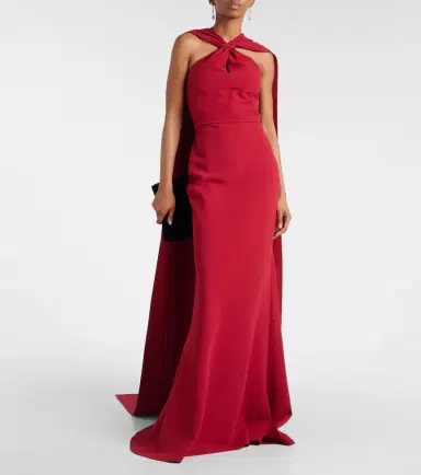 Safiyaa Lilien halterneck crêpe gown | Thumbnail 6